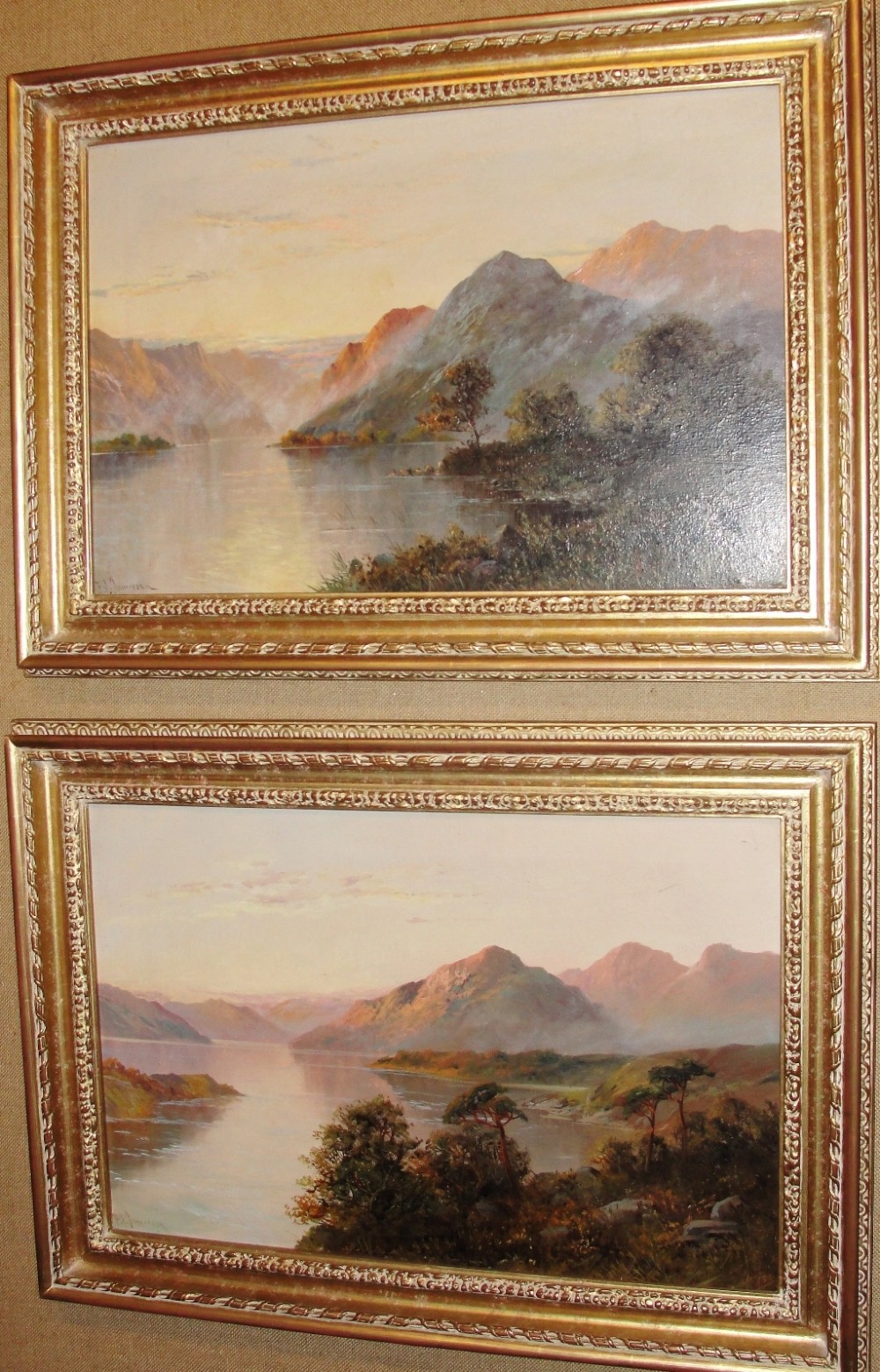Pair oils Loch Lomond and Loch Goil by F.E.Jamieson. Circa  1920