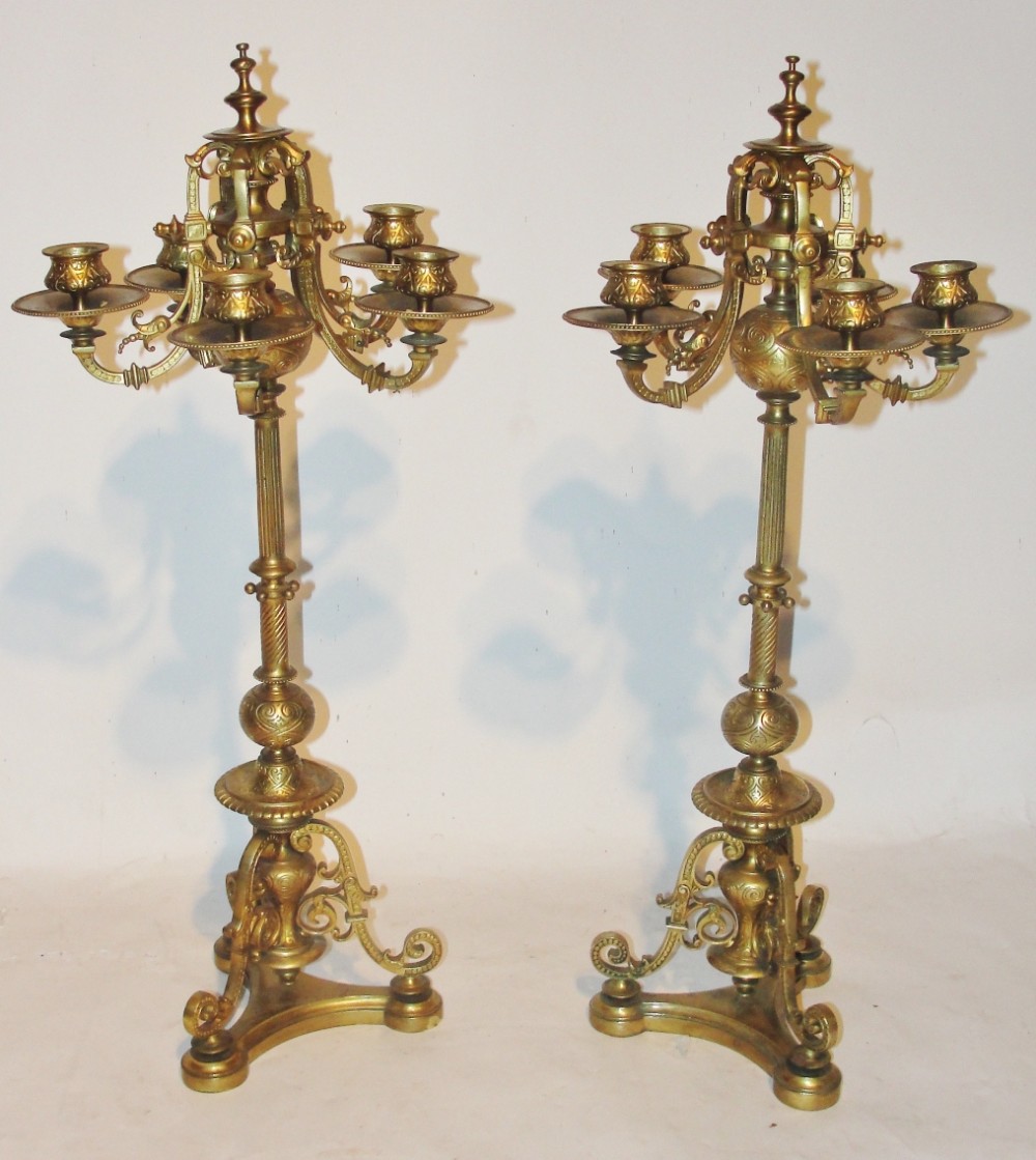 Pair Victorian ormulu candelabra. Circa 1880