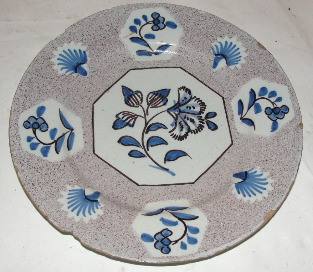 18th. century Wincanton delft plate. Circa 1750