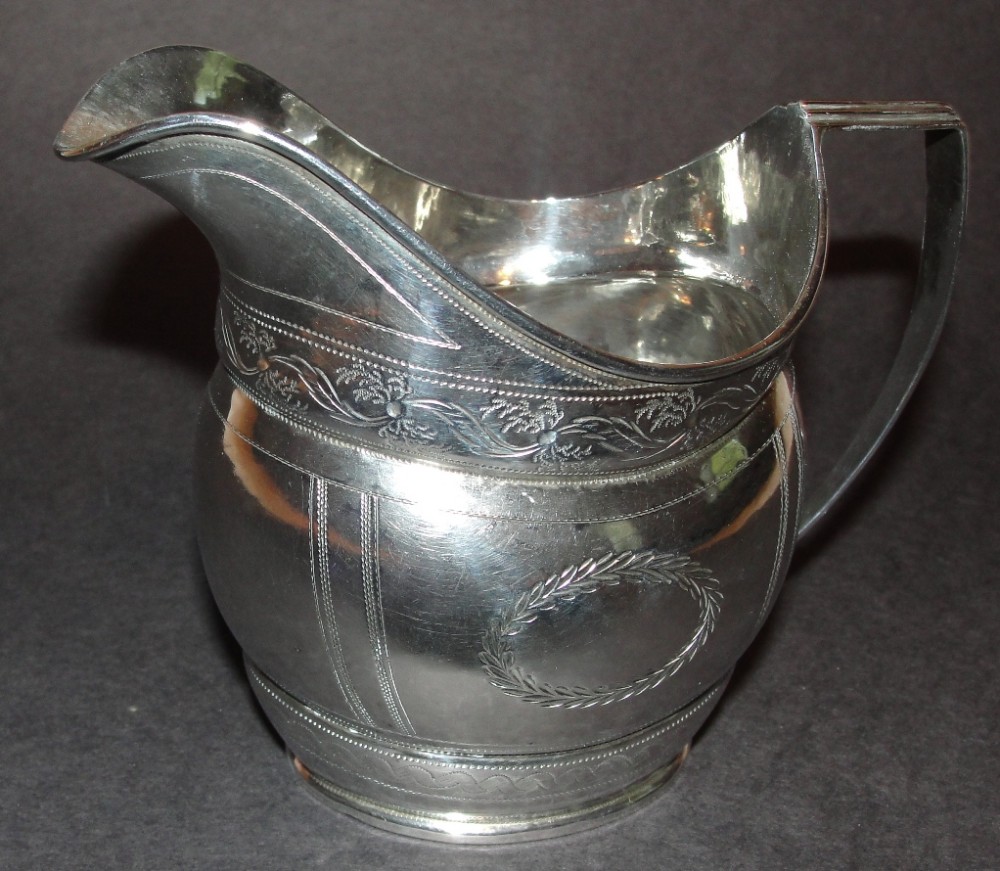 Georgian Newcastle silver cream jug. Circa 1795