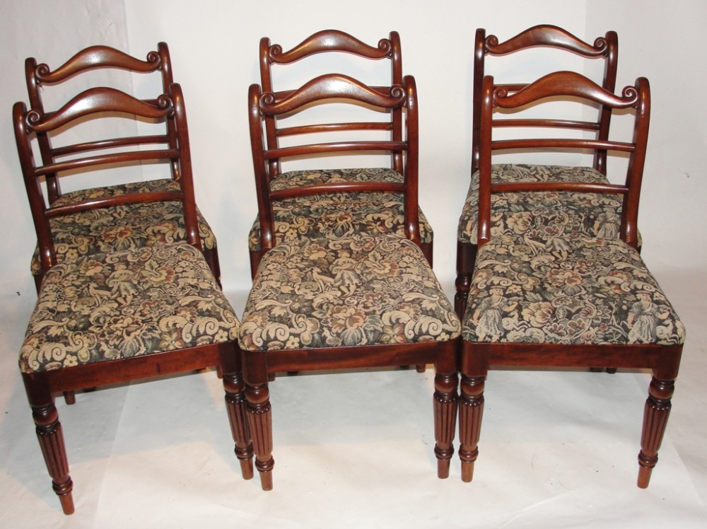Set six regency mahogany dining chairs. Circa 1830