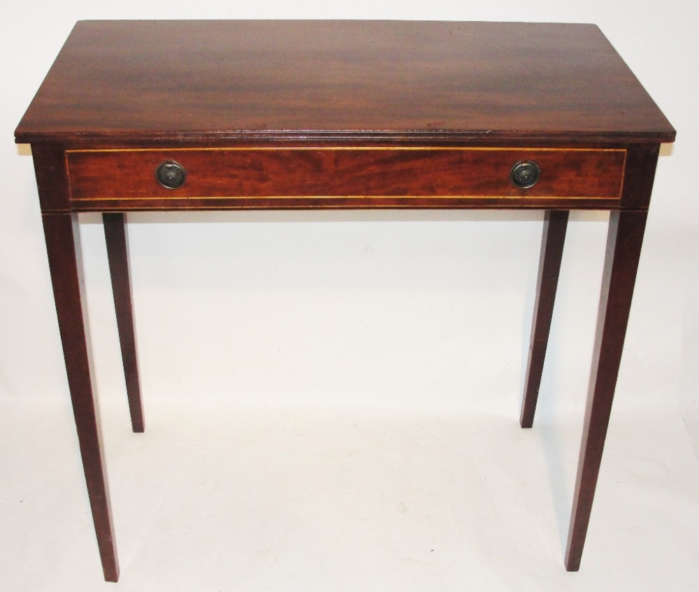 Scottish Sheraton mahogany side table. Circa 1795