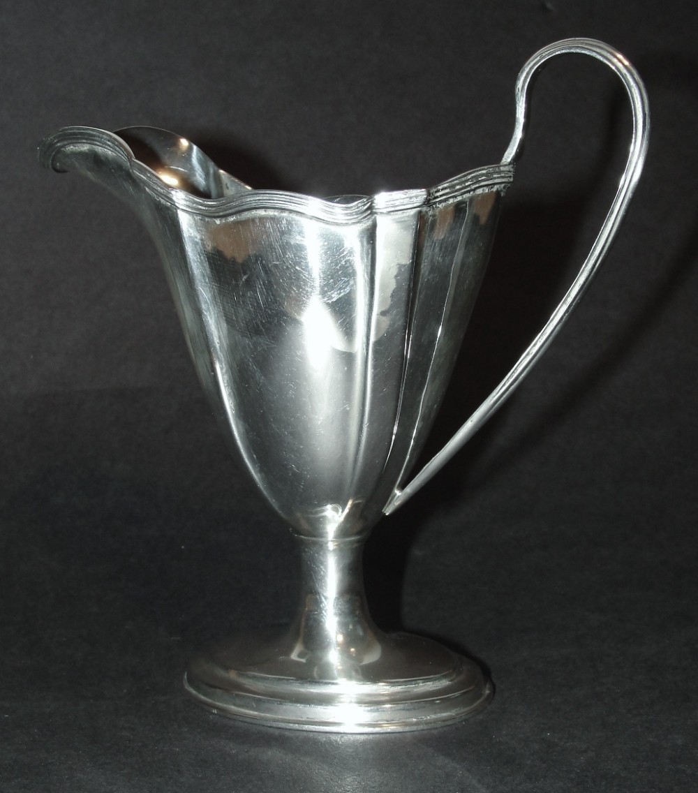 Chester silver tall cream jug. 1912