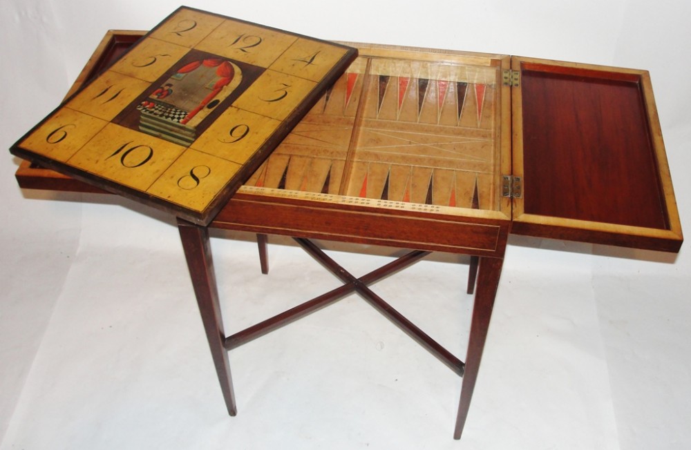 Georgian inlaid sabicu games table. Circa 1790