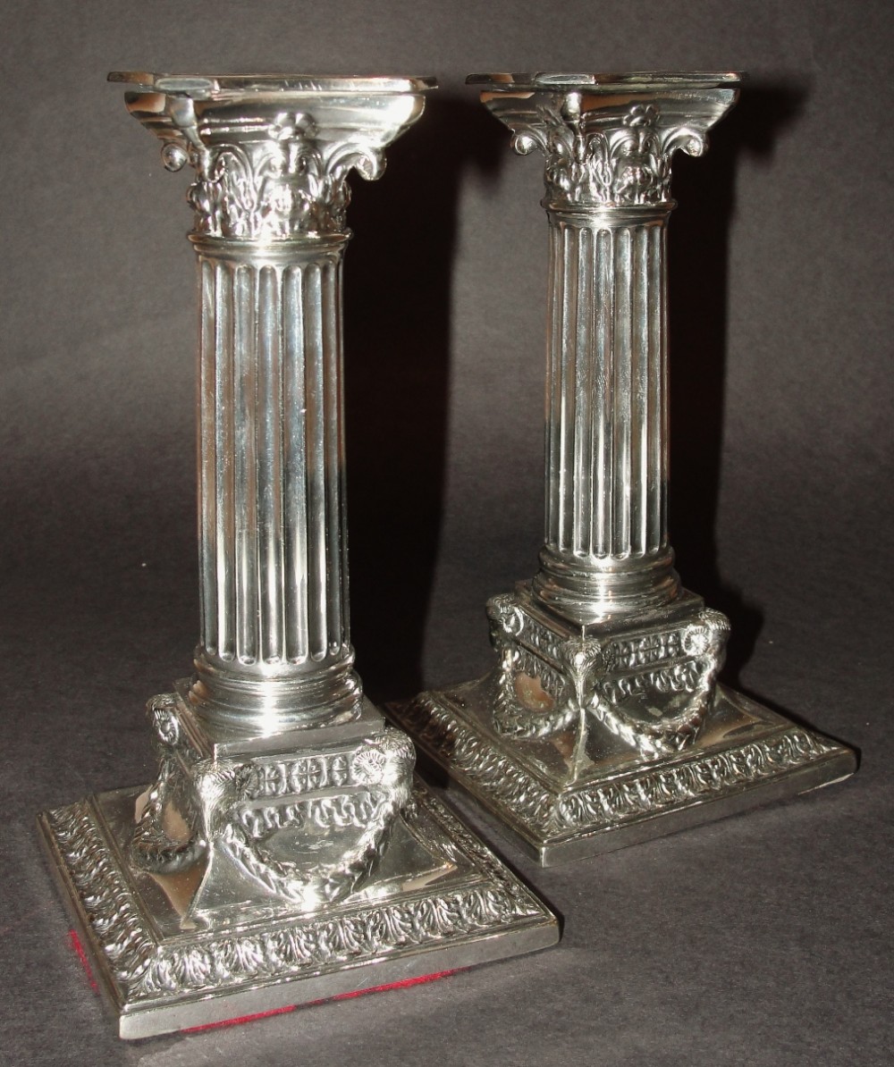 Pair Victorian silver plated candlesticks. Circa 1880