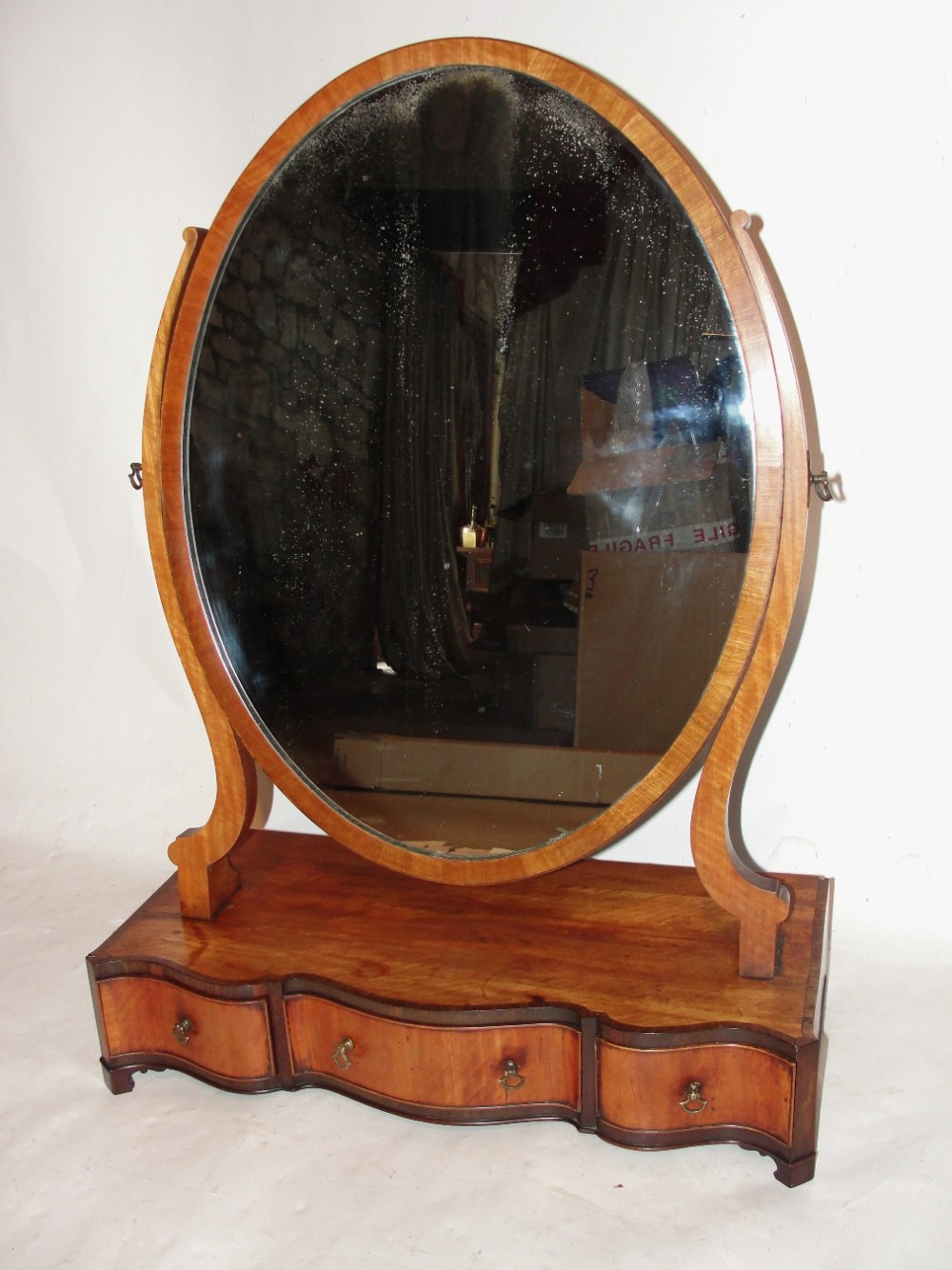 Sheraton satinwood toilet mirror. Circa 1795