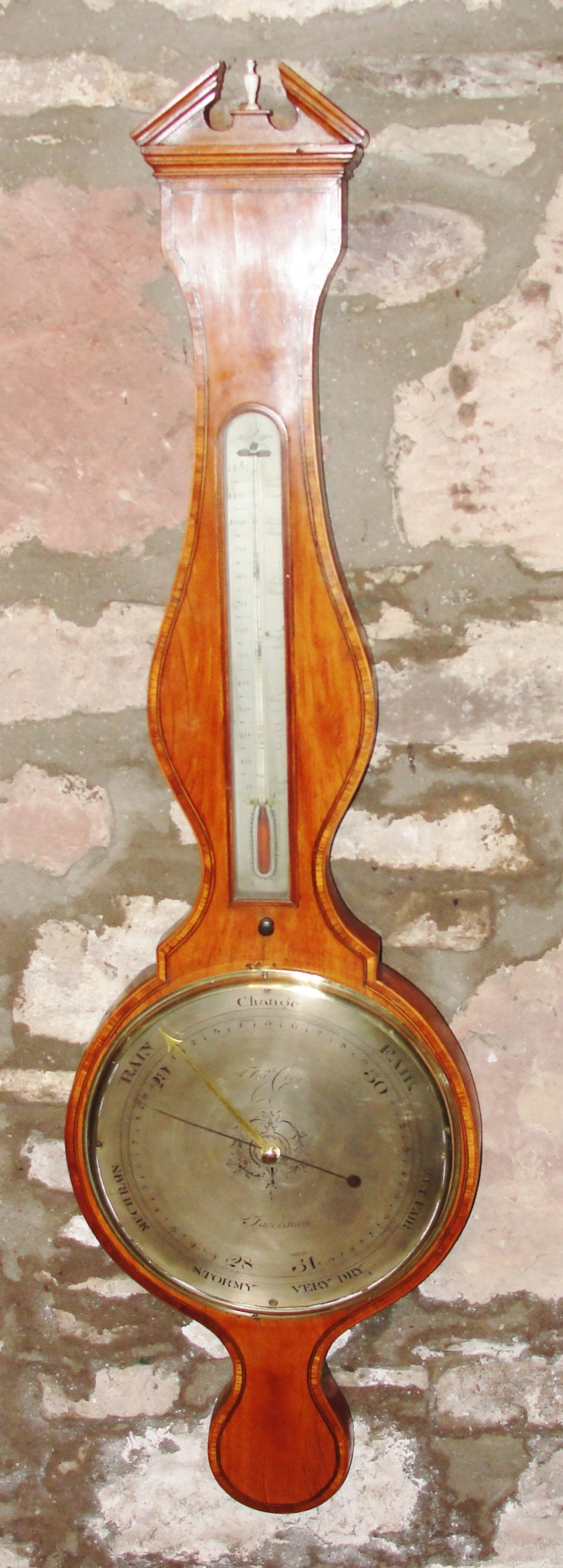 Georgian satinwood banjo barometer. Circa 1795