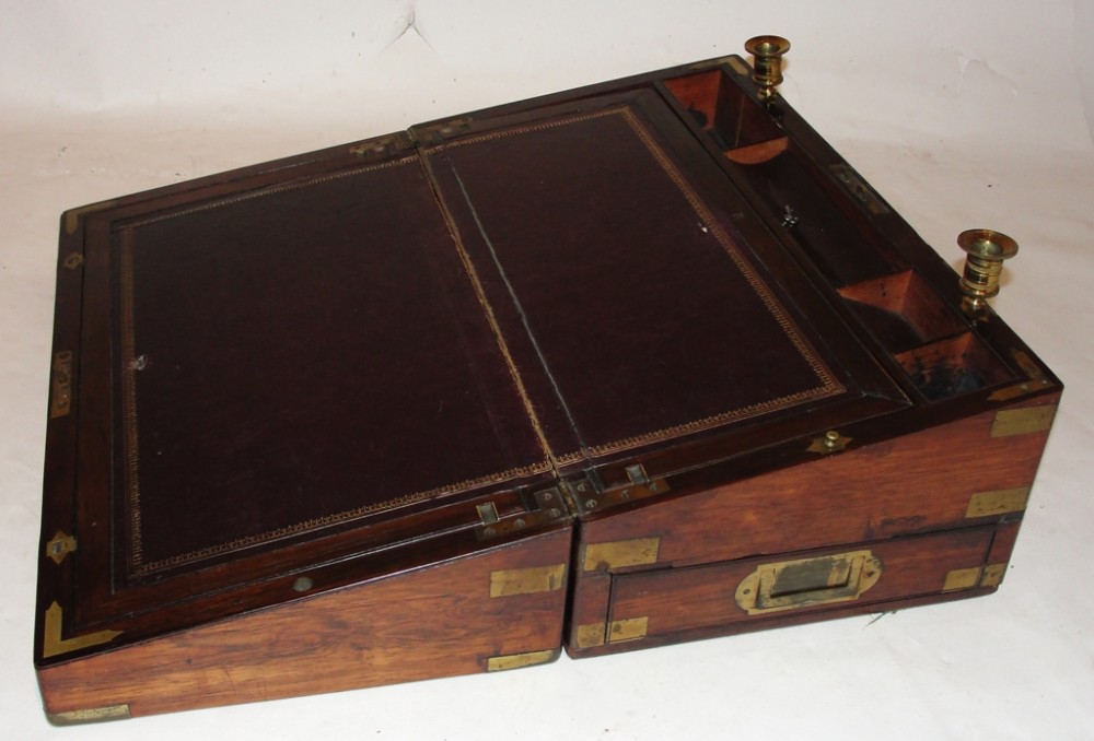 Regency rosewood & brass bound lap desk. Circa 1830