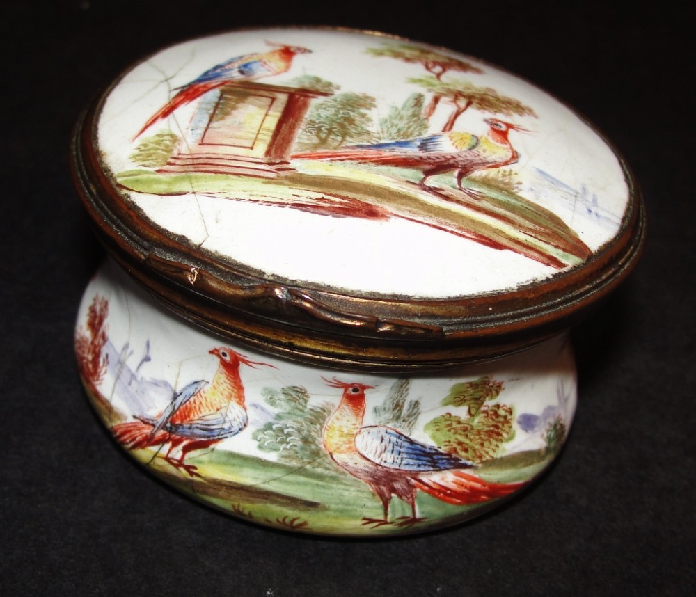 Georgian Battersea enamel patch box. Circa 1770
