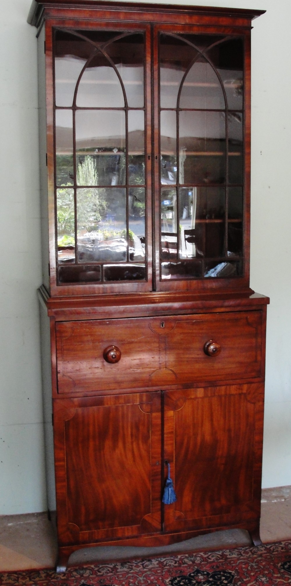 Small Georgian mahogany secretaire bookcase. Circa 1810