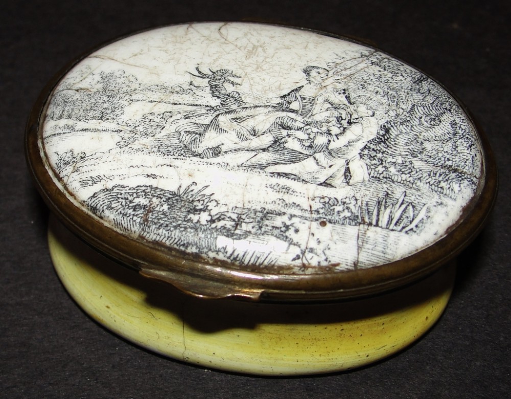 Georgian Battersea enamel patch box. Circa 1780