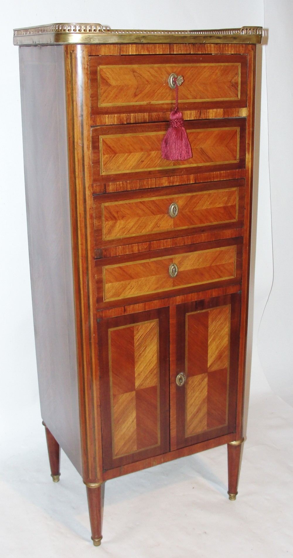 Louis XVI style kingwood tall chest. Circa 1870