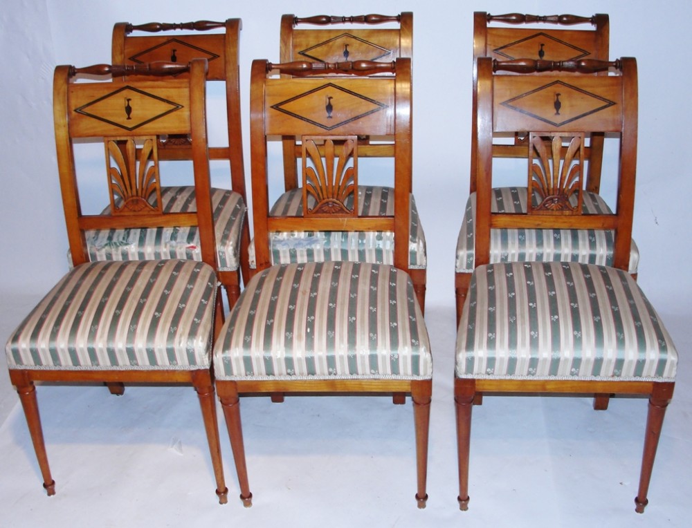 Set 6 Swedish Empire dining chairs Circa 1820