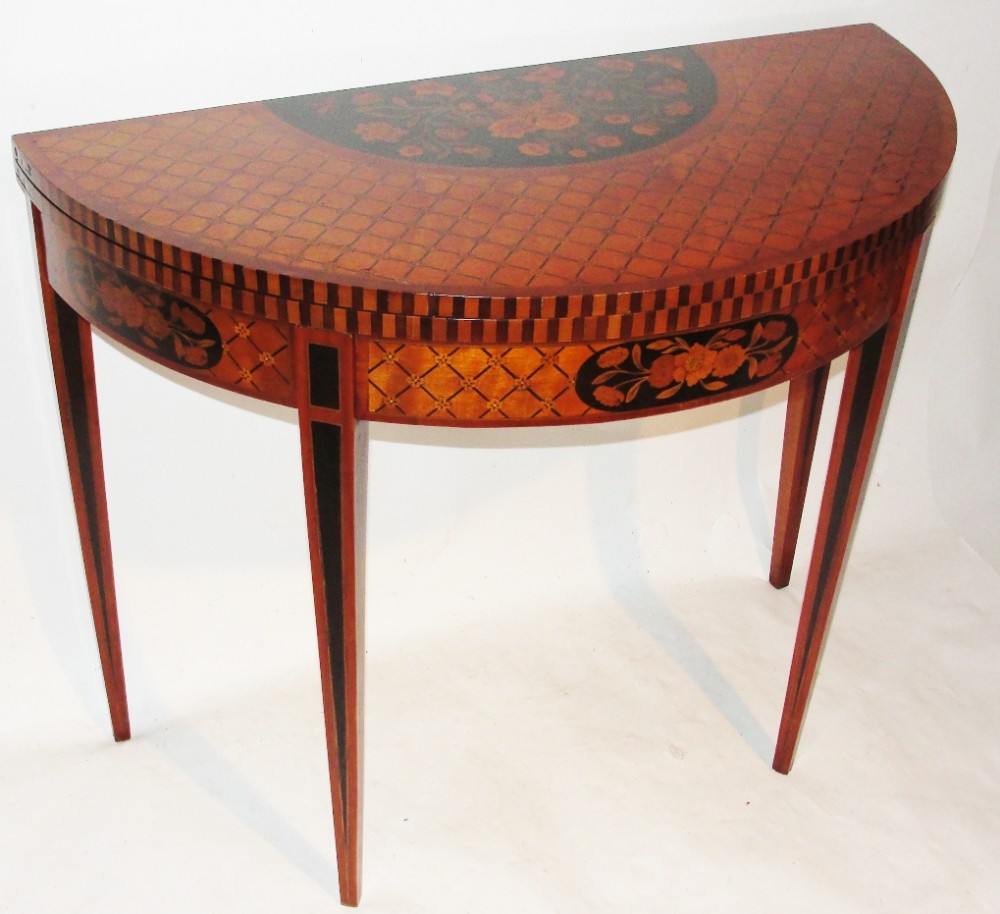 Sheraton satinwood inlaid card table. Circa 1790