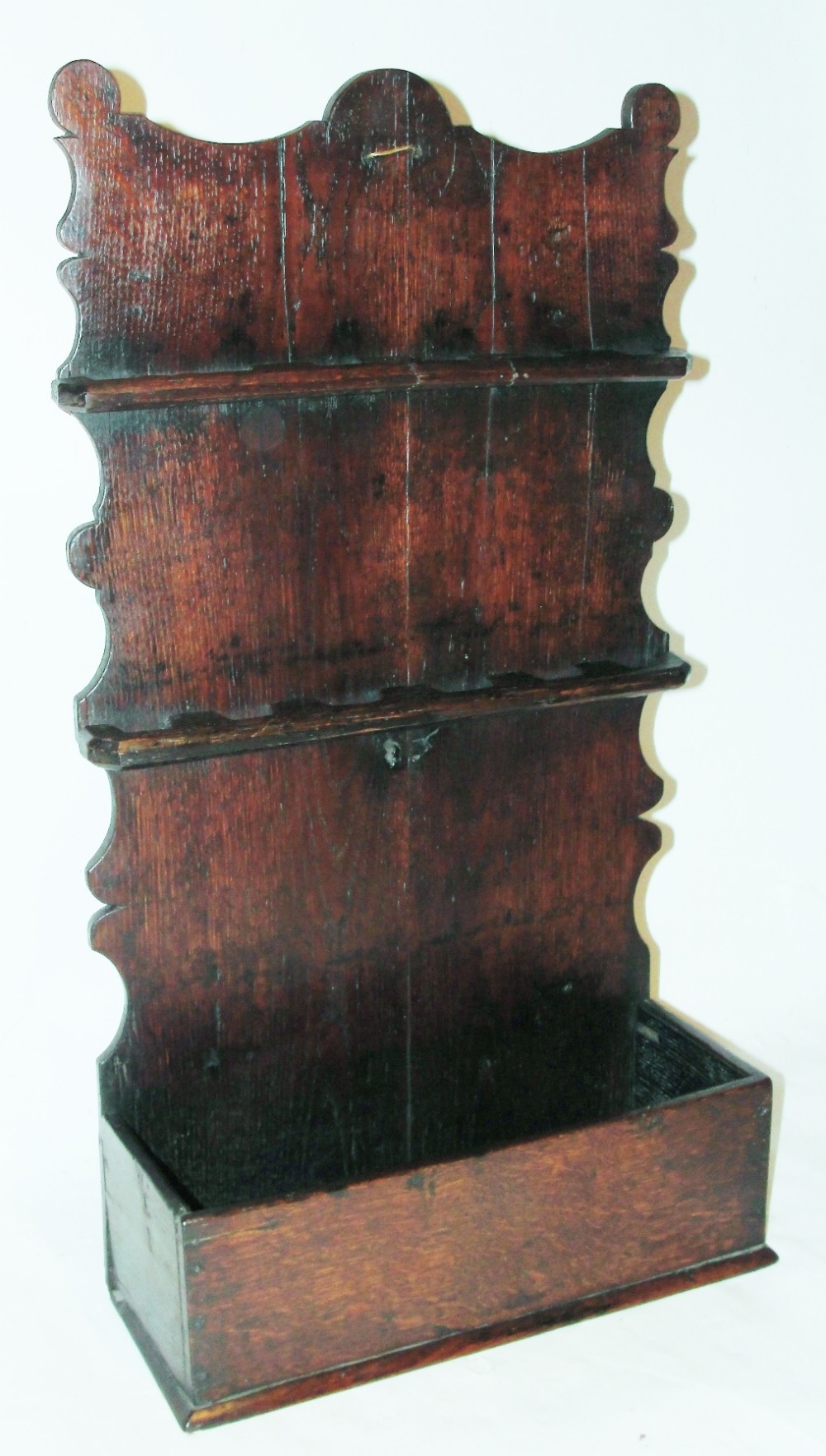 Georgian oak spoon rack. Circa 1760