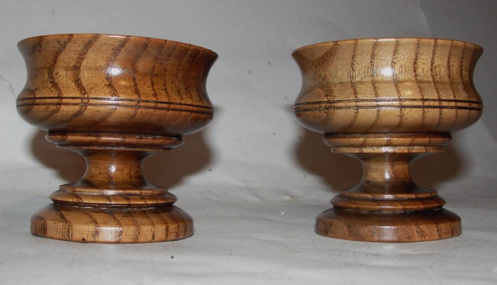 Pair Georgian elm salt cellars. Circa 1820