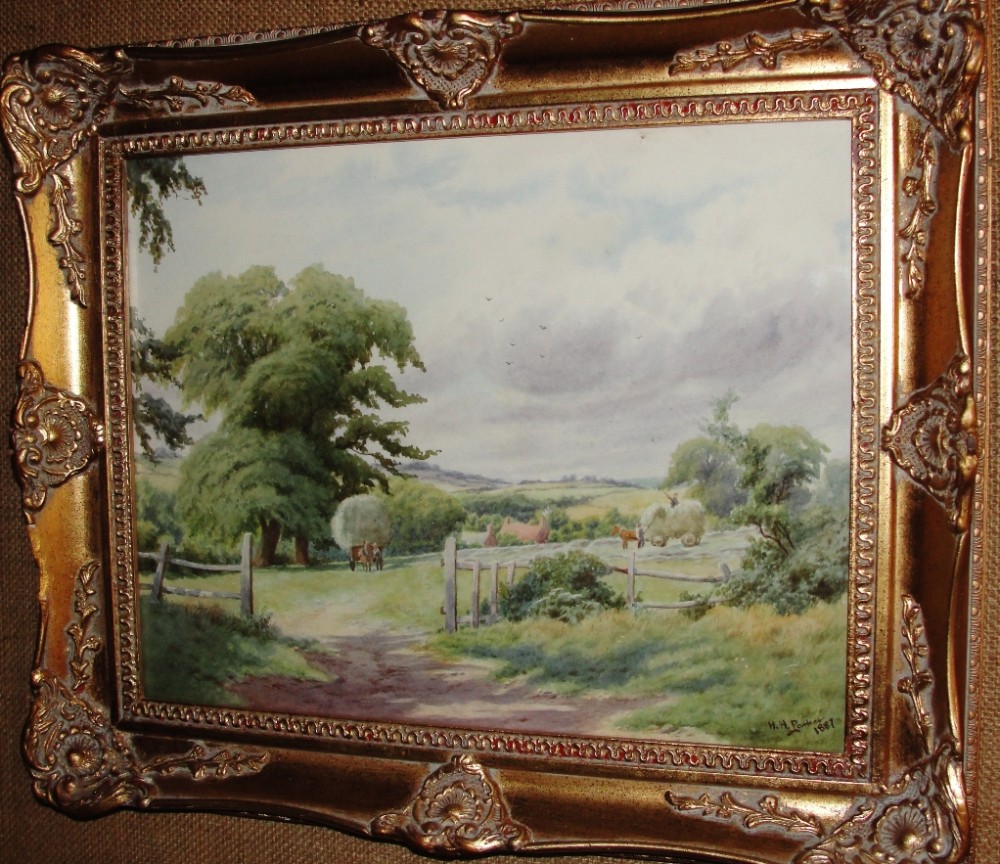 Victorian watercolour Rural Scene by H.H.Parker. 1887