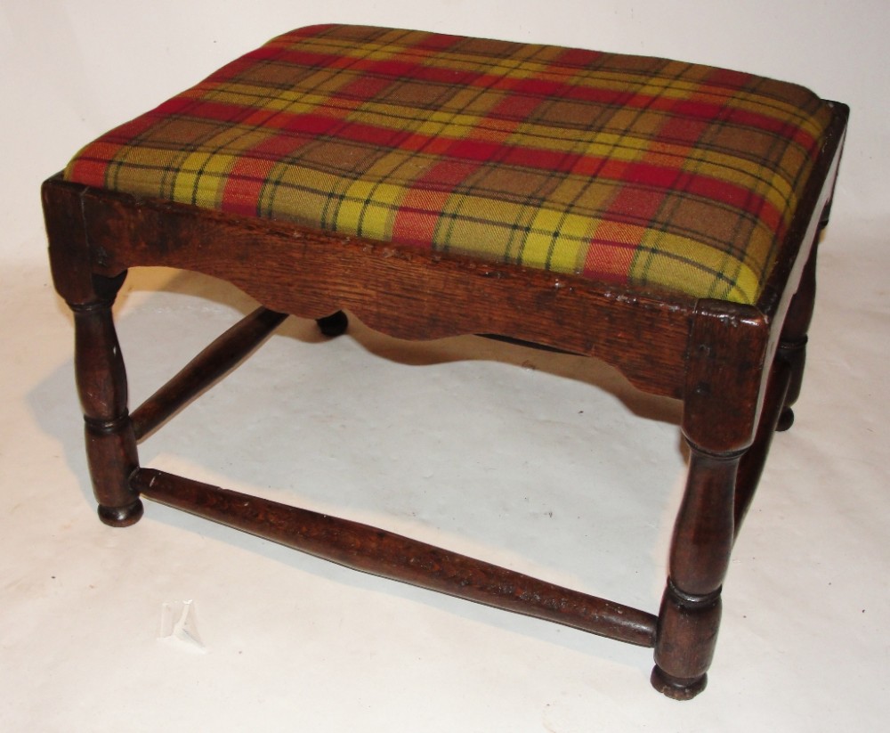 George I oak oblong stool. Circa 1720