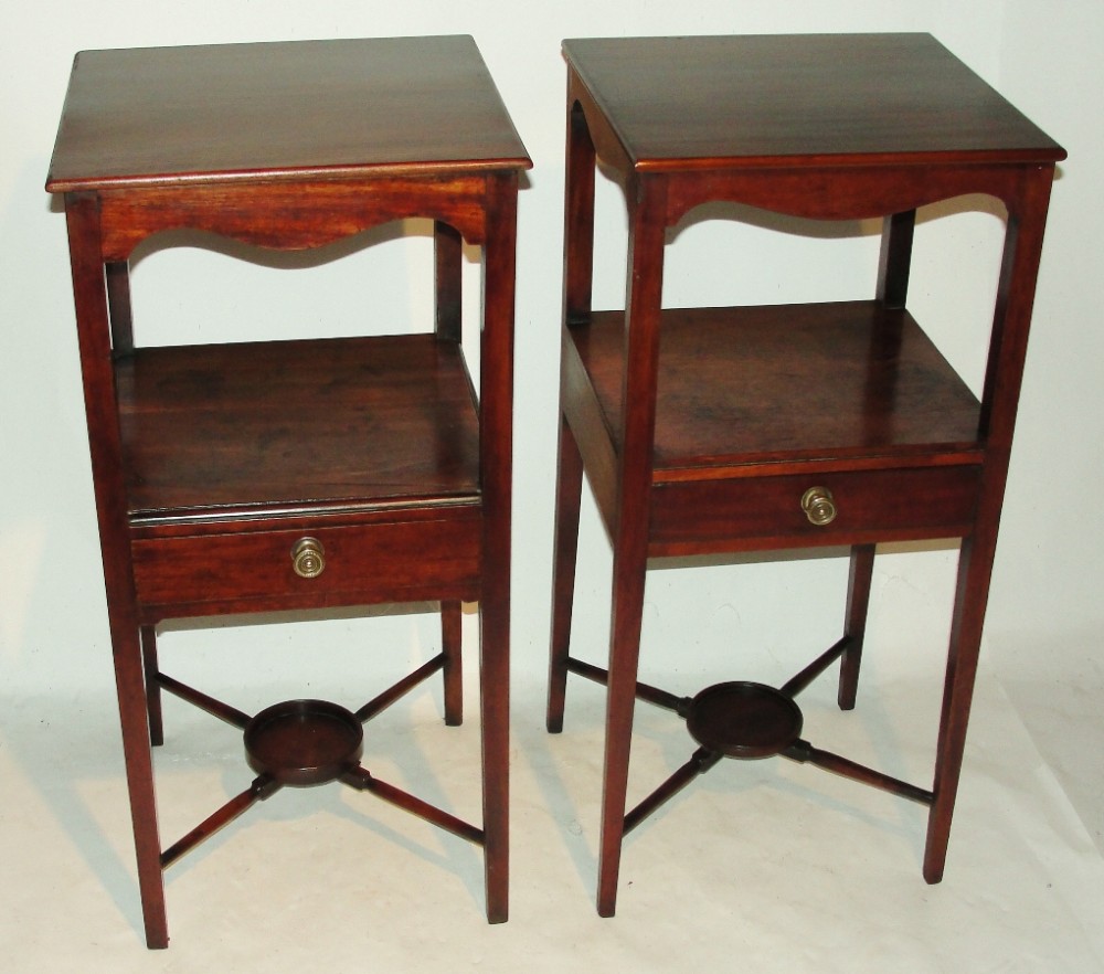 Near matching pair Georgian bedside tables. Circa 1800