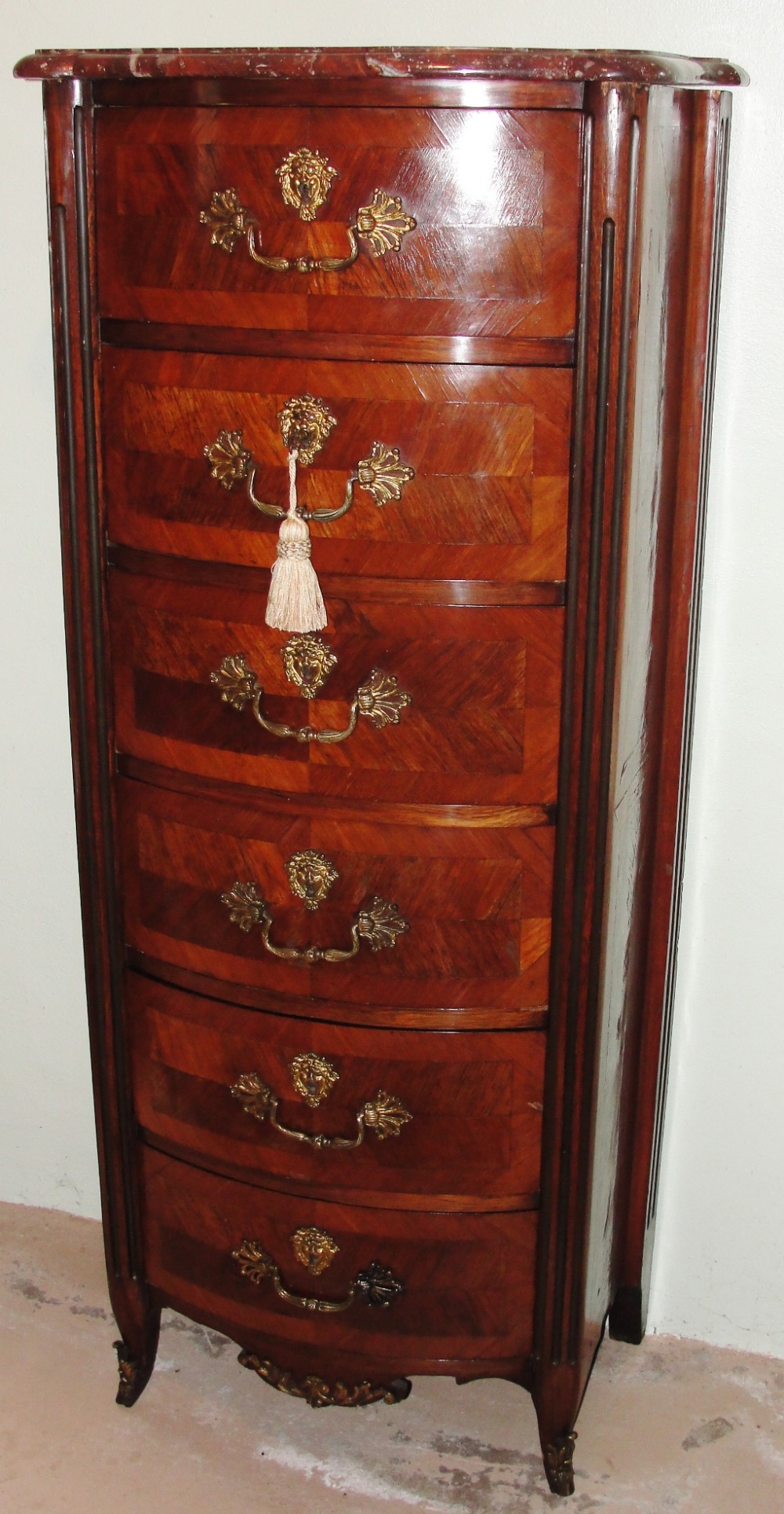 Dutch kingwood & rosewood tall chest. Circa 1850