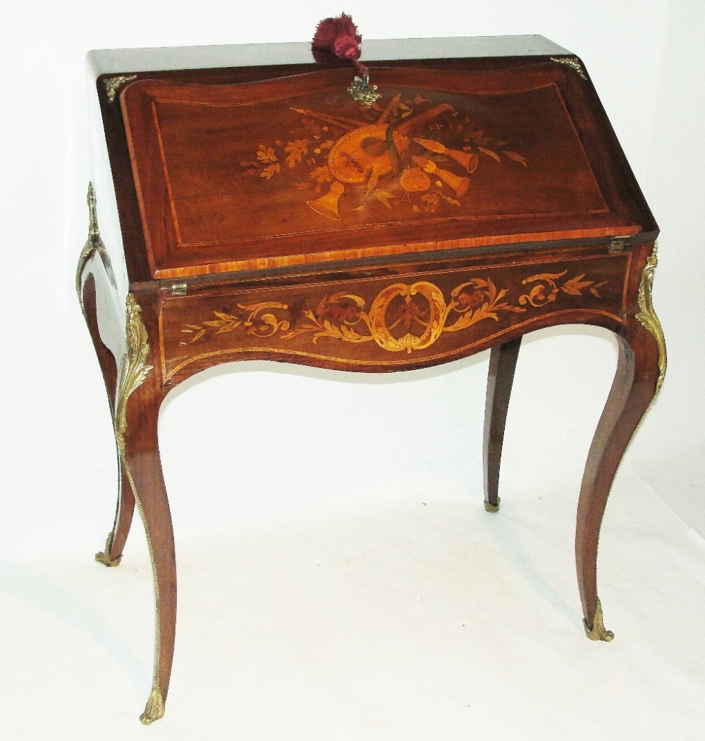 French Inlaid rosewood bureau de dame Dated 1868