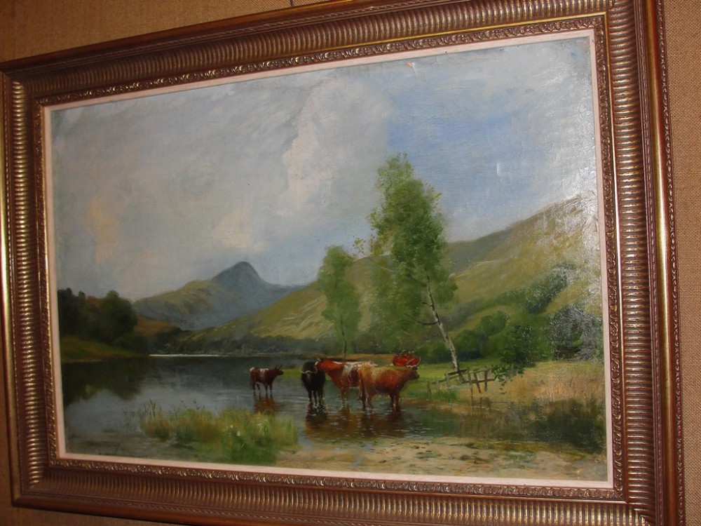 Victorian Scottish Highland oil on canvas by Stuart Murray. dated 1891