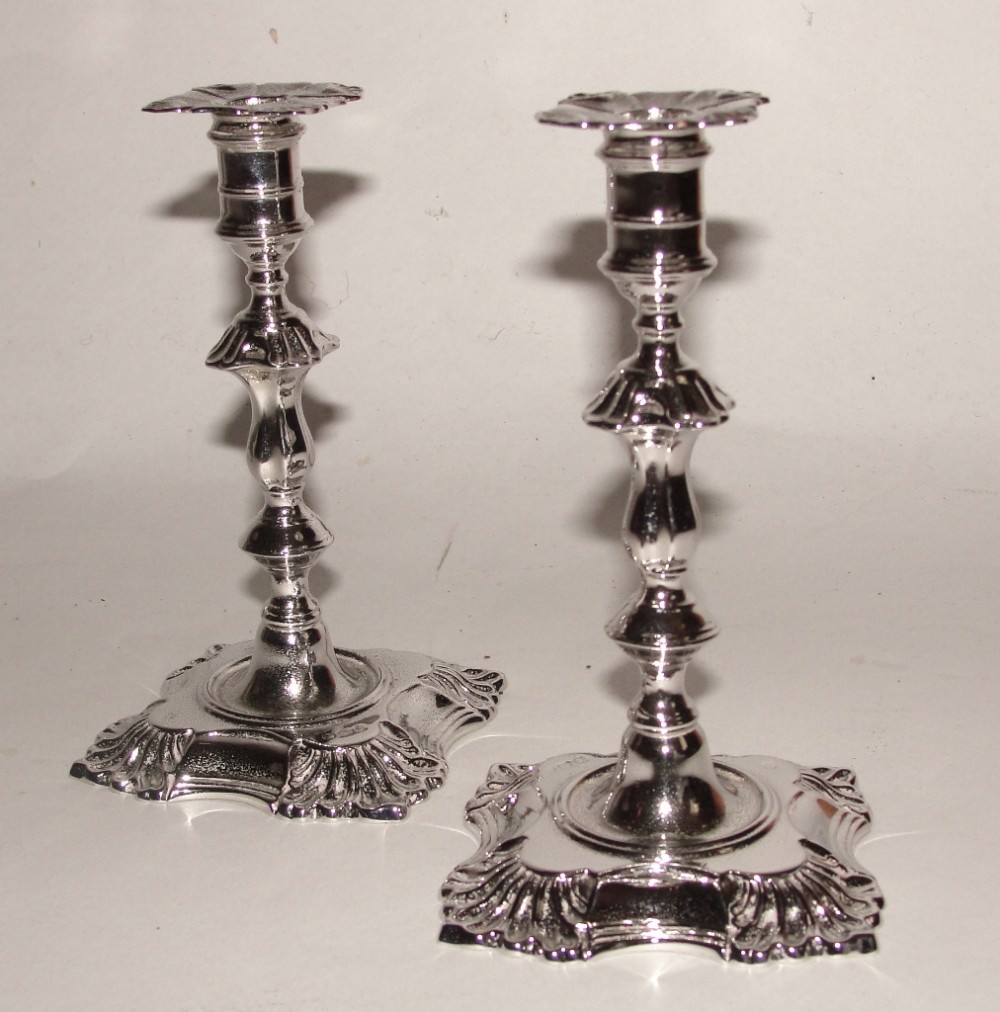 Pair Victorian silver taper candlesticks 1895