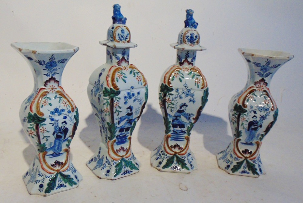 Set four Dutch delft vases. Circa 1770