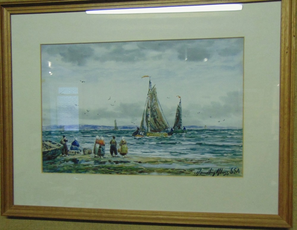 Watercolour fishing boats by Hamilton Glass. Circa 1920