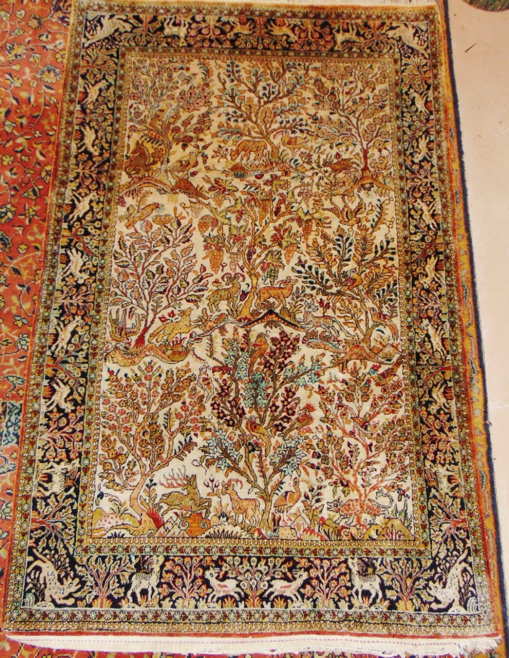 Superb Persian silk Quum rug. Circa 1930