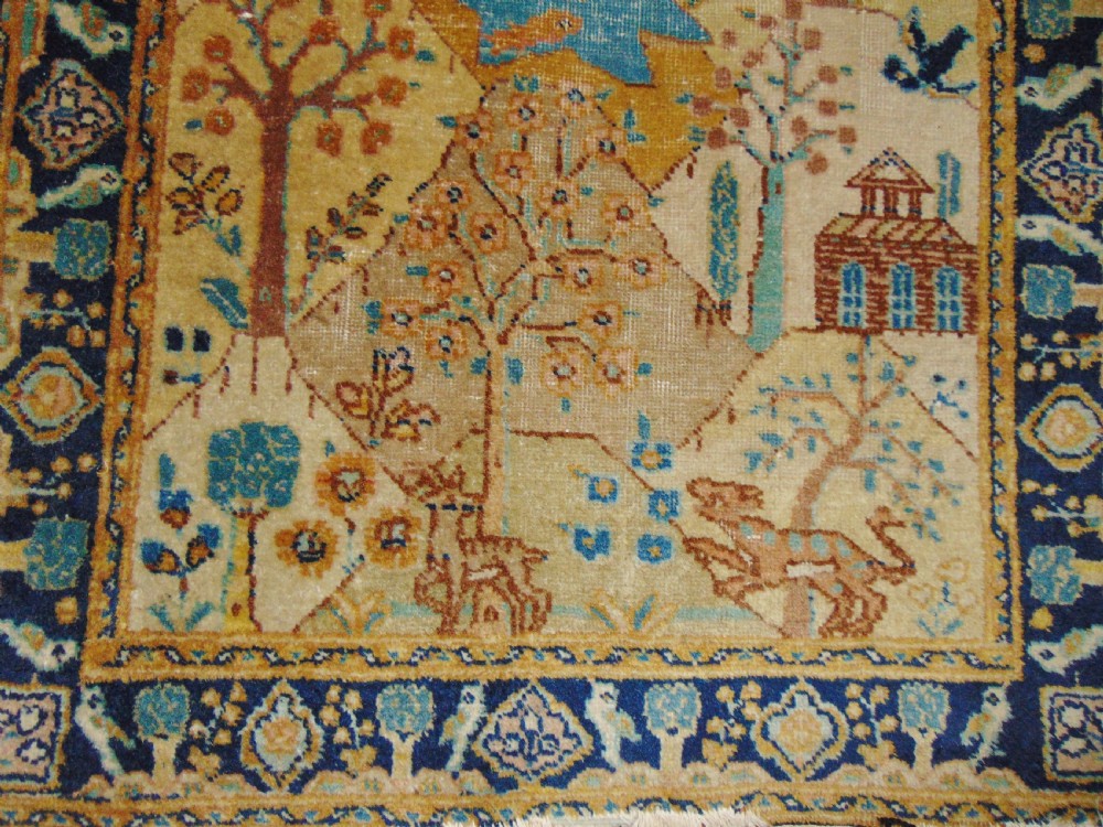 Pair antique Persian Tabriz picture rugs. Circa 1920 View II