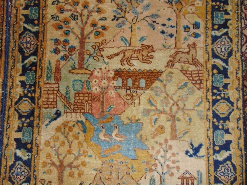 Pair antique Persian Tabriz picture rugs. Circa 1920 View III