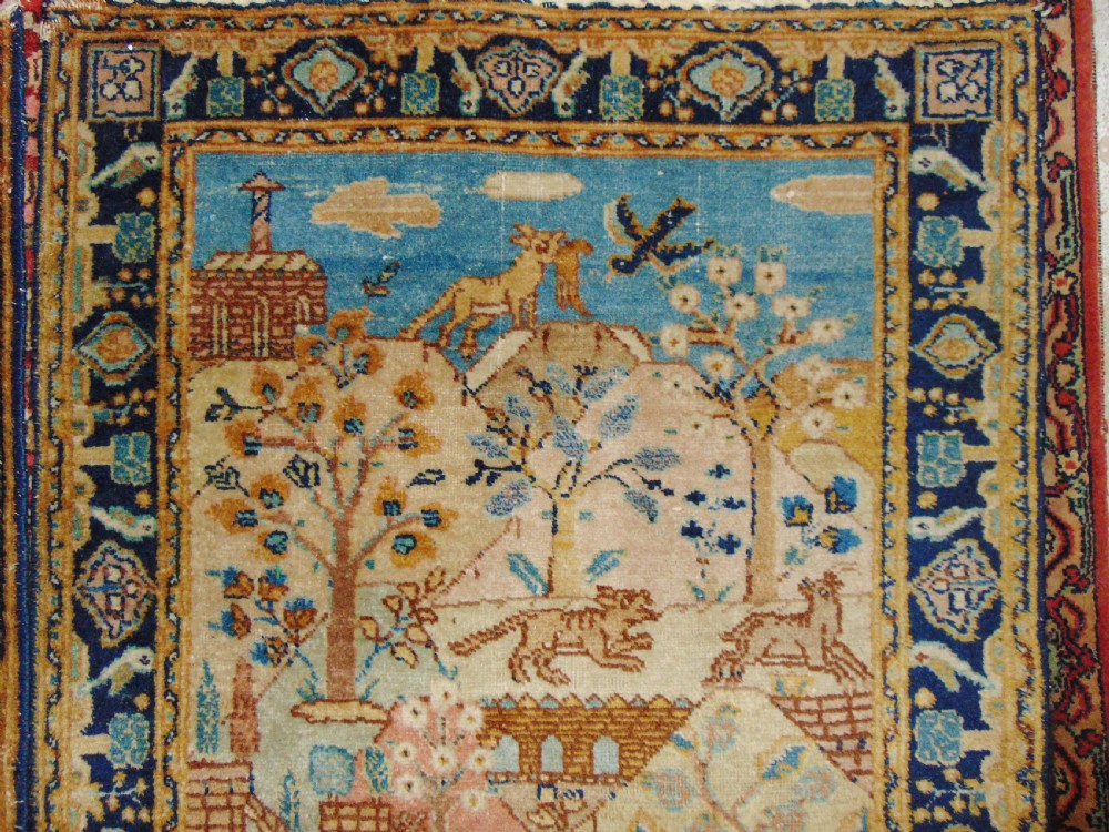 Pair antique Persian Tabriz picture rugs. Circa 1920 View IV