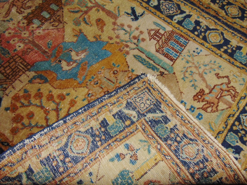 Pair antique Persian Tabriz picture rugs. Circa 1920 View V