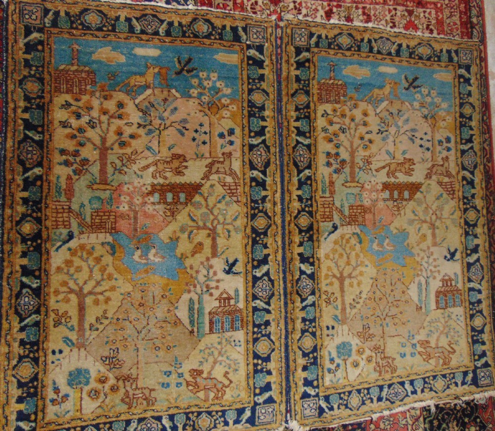 Pair antique Persian Tabriz picture rugs. Circa 1920 View VI