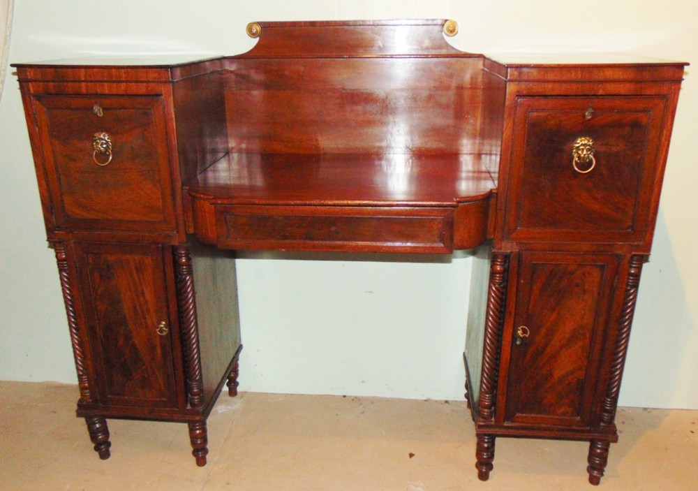 Small Regency mahogany pedestal sideboard. Circa 1820