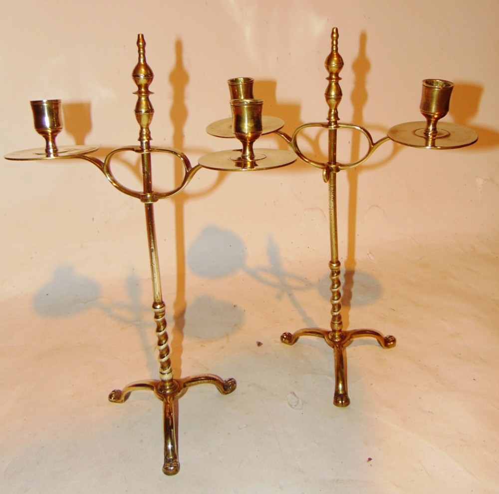 Pair Victorian adjustable brass lights. Circa 1860