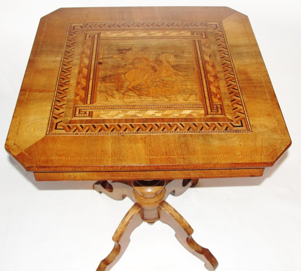Itailian inlaid walnut centre table. Circa 1870