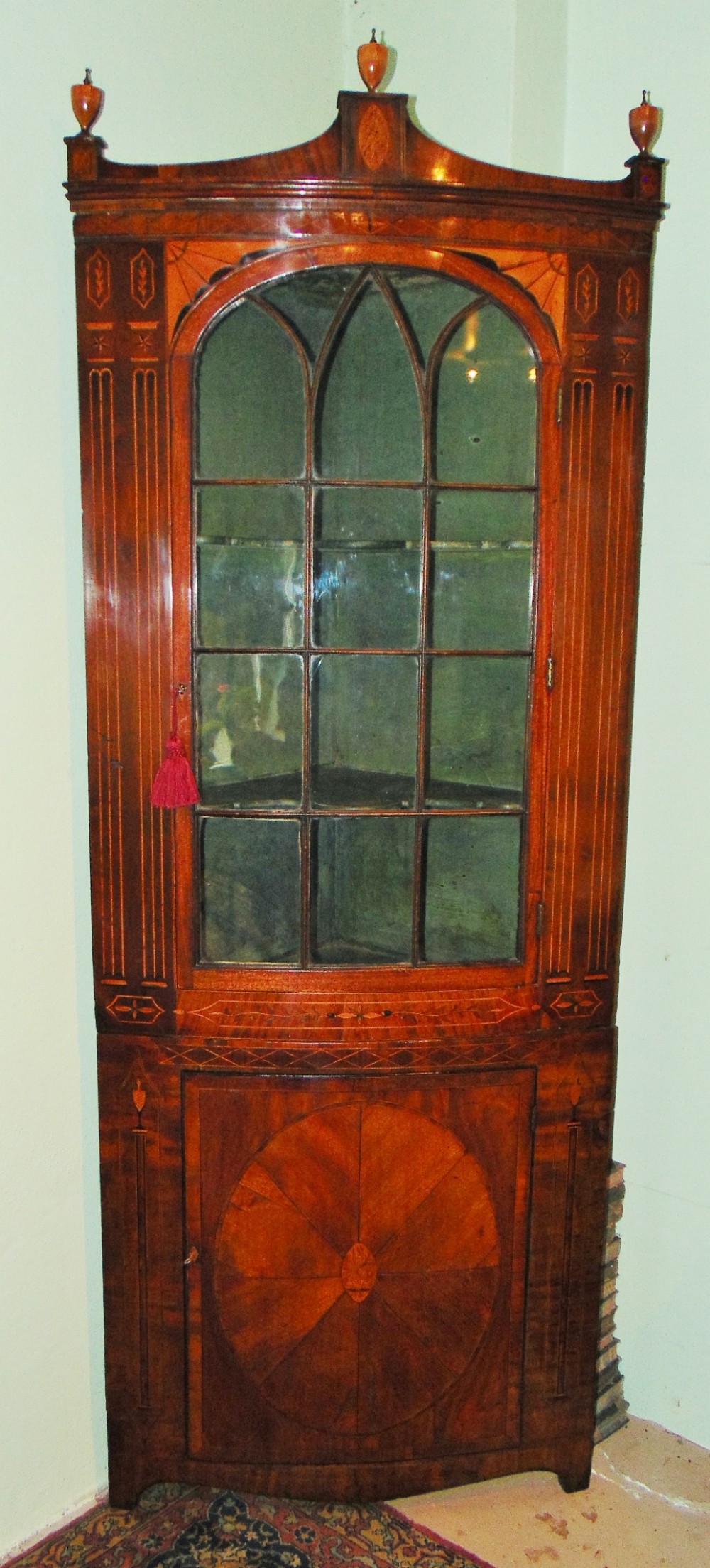 Sheraton mahogany & inlaid standing corner cabinet Circa 1790