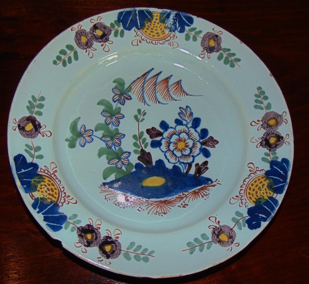 18th. century Lambeth delft plate. Circa 1760