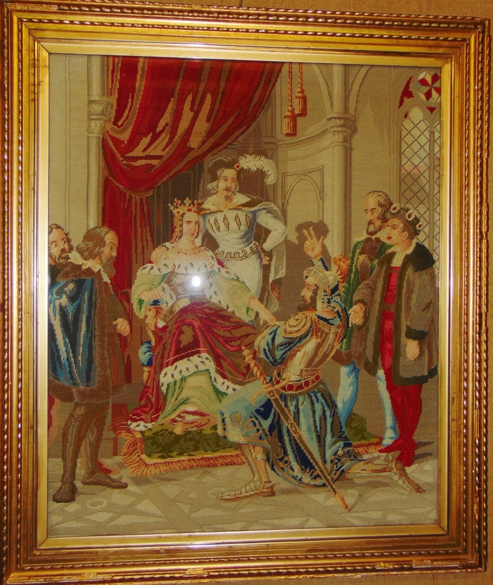 Victorian needlework picture. Circa 1860