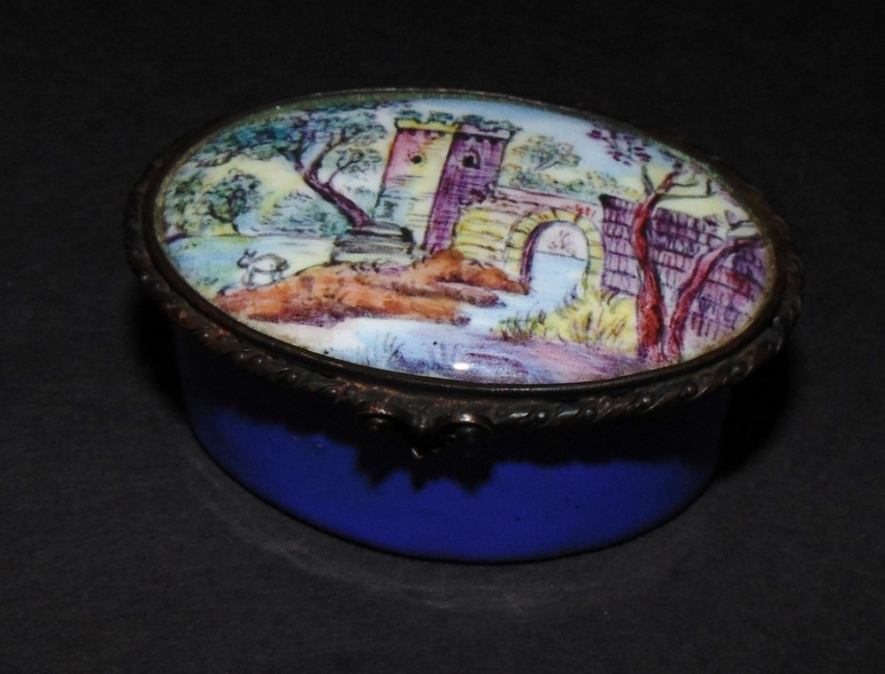 Georgian Battersea enamel patch box. Circa 1775