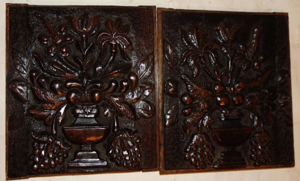 Pair Dutch early 18th. century carved panels. Circa 1720
