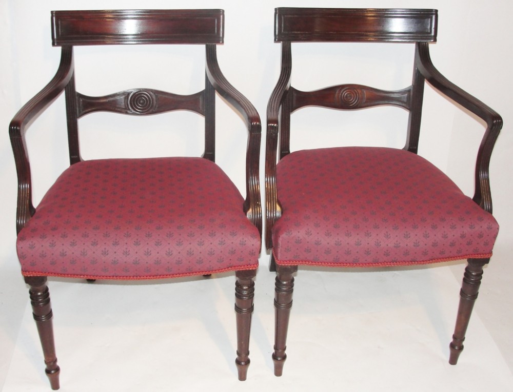 Pair Georgian mahogany arm chairs Circa 1820