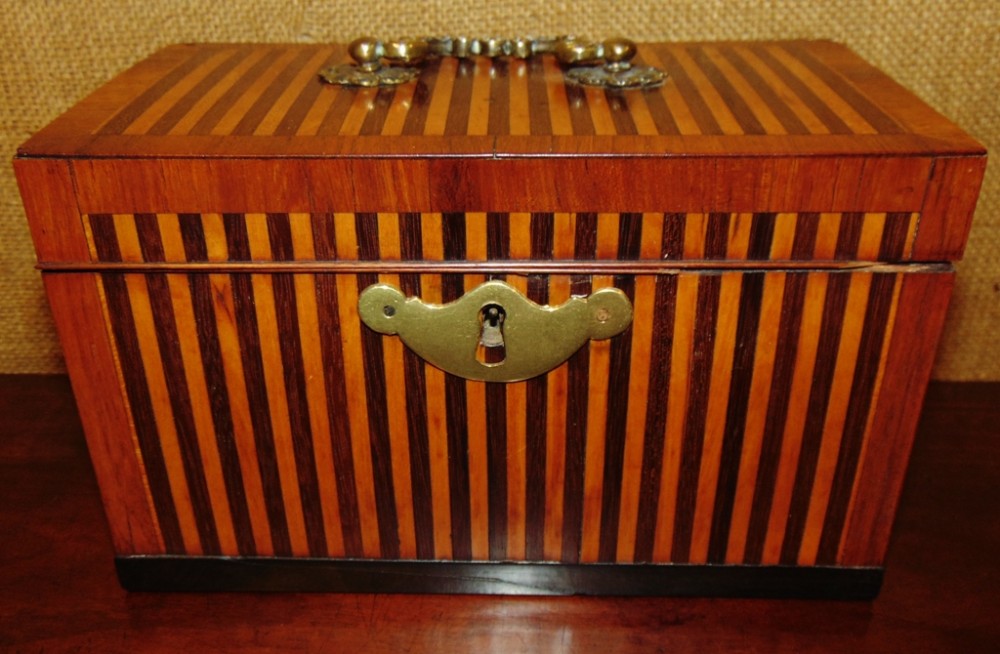 18th. century Dutch 'stripy' tea caddy. Circa 1760