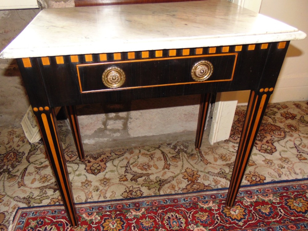 Dutch ebony and satinwood side table. Circa 1780
