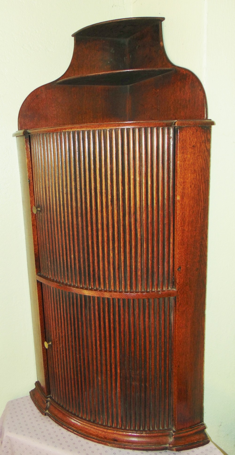 Dutch oak bow fronted hanging corner cabinet Circa 1780