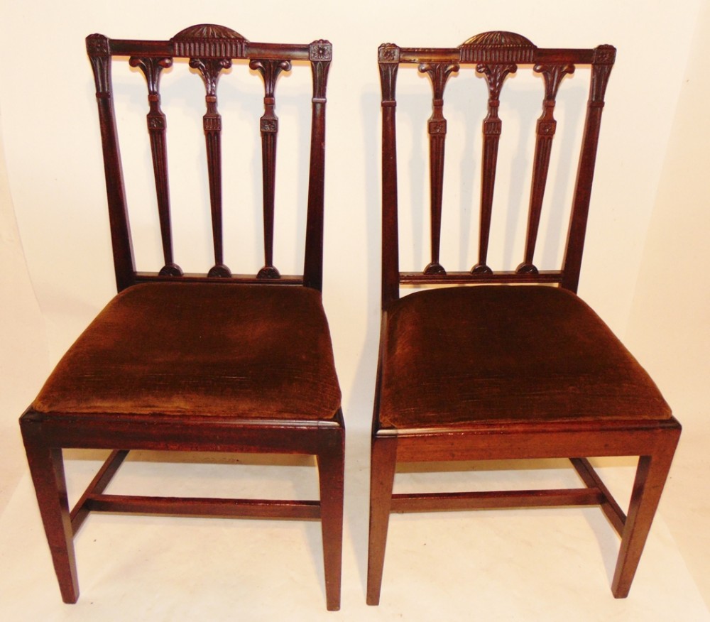 Pair Georgian carved back chairs Circa 1780