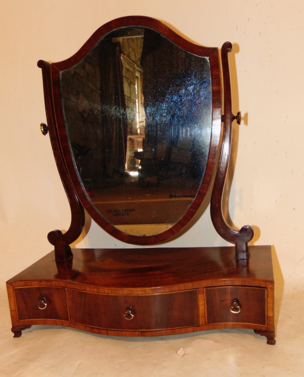 Sheraton mahogany dressing mirror. Circa 1790