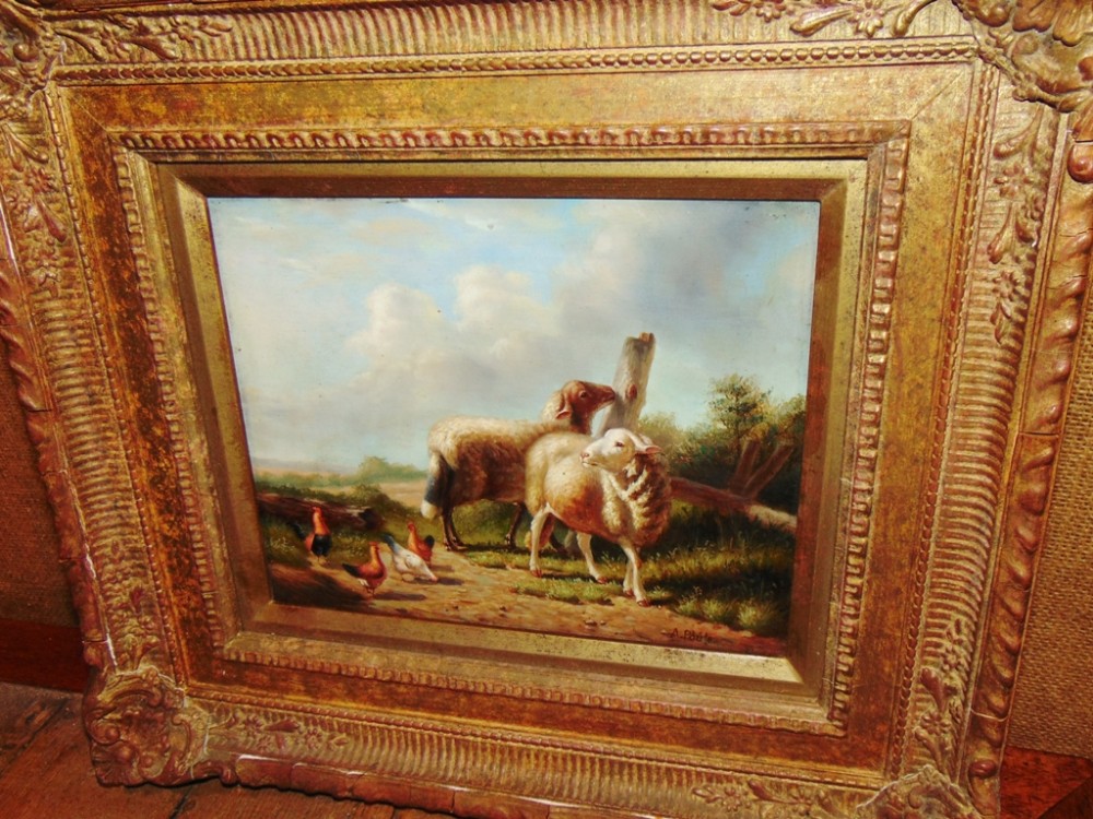 Victorian oil on panel 'sheep' Circa 1880